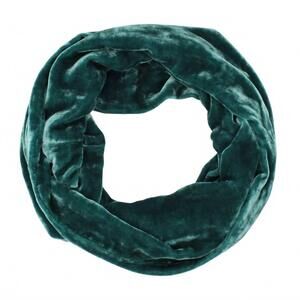 NEW DANA HERBERT women's silk velvet infinity scarf in cedar blue-green